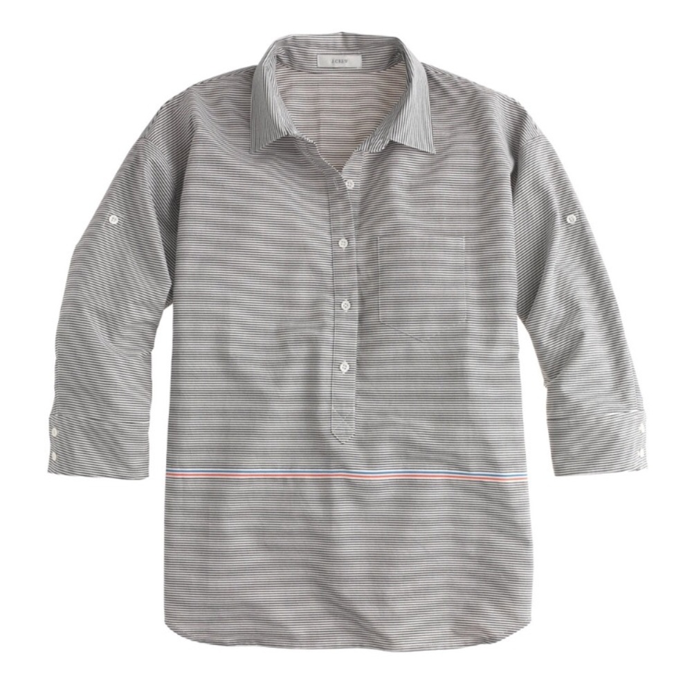 J. Crew Stripped Boyfriend Popover Shirt Size 6